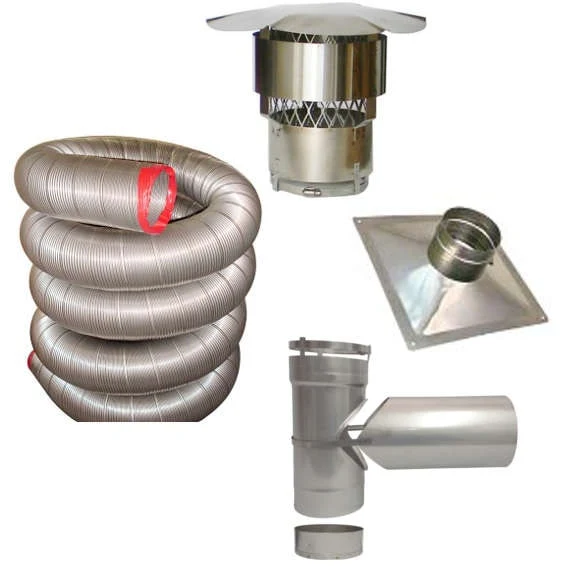 3 in. x 40 ft. 316Ti Stainless Steel Chimney Liner Kit with Tee Connector - Image 2